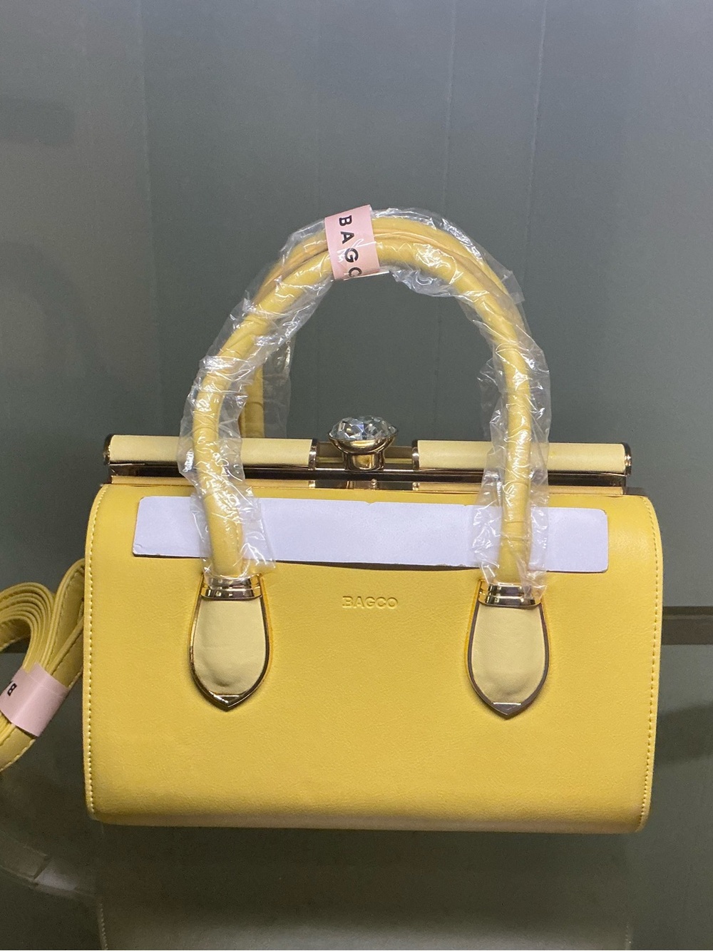 Yellow Structured Top-Handle Satchel